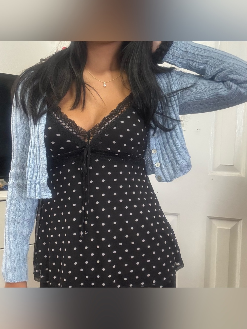 PLT Blue Cropped Cardigan